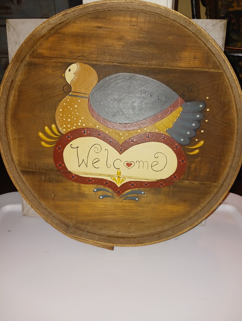 Hand-Painted Vintage Cheese Box Lid